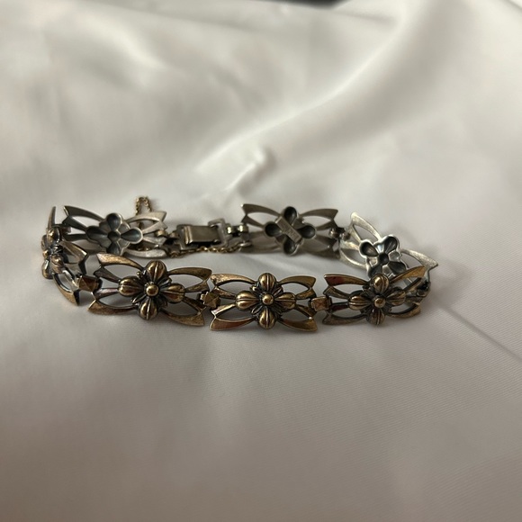 Vintage Symmetalic Sterling 14K Bracelet Art Deco Retro - Picture 6 of 7